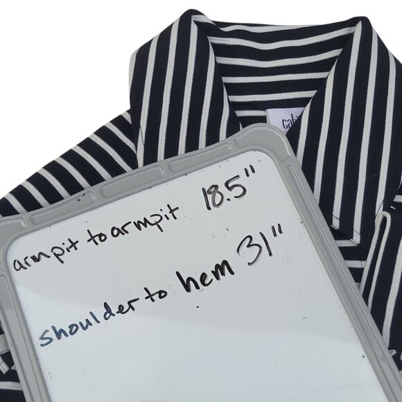 Cabi Womens Striped Double-Breasted Coat Blue White Nauticle Preppy - Picture 4 of 16